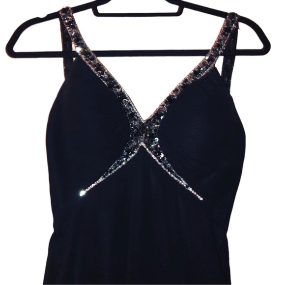 SUGARPLUM | BLACK SEQUIN AND RUFFLED GOWN - Picture 8 of 8